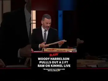 Screenshot of the Video "Woody Harrelson’s 2-foot Gift to Jimmy Kimmel 😂"